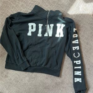 Victoria’s Secret PINK Size medium 3/4 Black Zip Up sweatshirt
